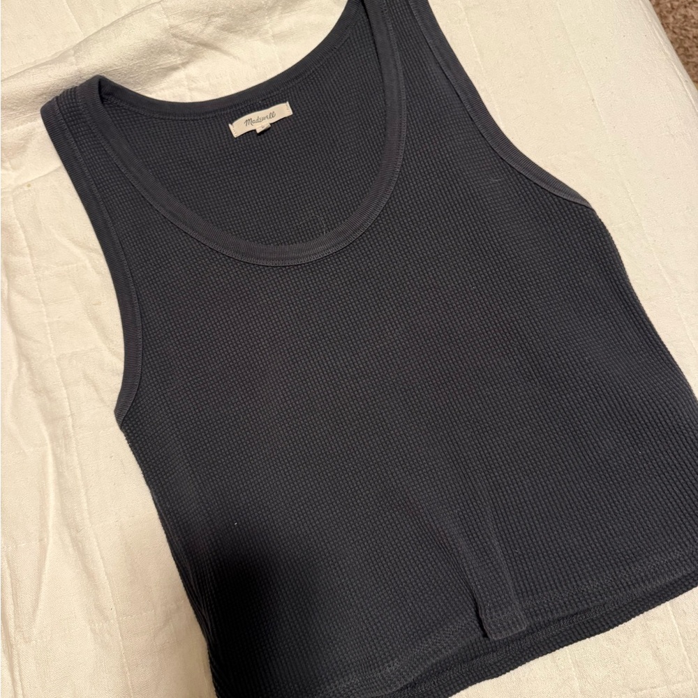 Madewell Black / dark charcoal gray Fitted Crop Tank Top